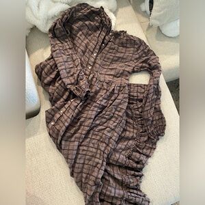 Free People Edie Maxi Dress in Plaid Horseshoe Small